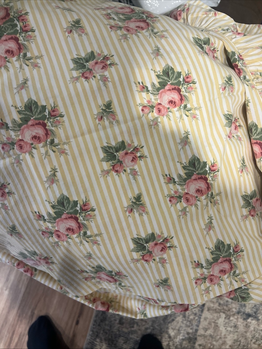 Ralph Lauren Twin Sz Sheet Set 4 pc Sophie Brooke Yellow Floral Cotton Vintage